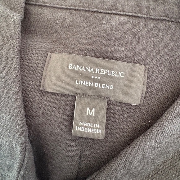 NWT Mens Banana Republic Black Linen Blend Button Down Shirt - Picture 4 of 4